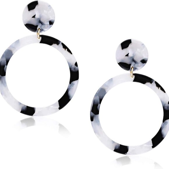 Elegant 2.5'' Tortoise Shell Drop Dangle Earrings - Lightweight Fashion Jewelry - Picture 1 of 7